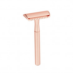 Aparat de ras Classic Safety Razor Techstar? SR1, Aliaj de Zinc, Cu Lame De Rezerva, Reutilizabil, Ecologic, Rose Gold foto