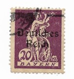Germania - Marci postale din Bavaria cu supratipar "Deutsches Reich", 1920 - 20 Pfg, obliterat