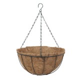 Cos suspendat pentru flori Versay HY11-02, maro, otel + fibra cocos, cu lant si carlig, 36 x 17 cm