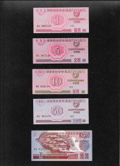 Set Coreea de Nord 1 + 5 + 10 + 50 chon + 1 won 1988 unc foto