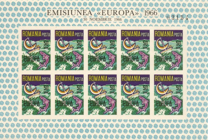 Spania/Romania, Exil rom., em. a XLIII-a, Europa, coala mica, nedant., 1966, MNH