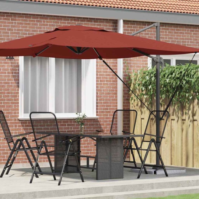 vidaXL Parasol Roma Roșu 286 x 285 x 265 cm Poliester și Aluminiu 42003342