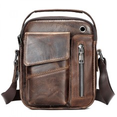 Geanta barbati, BUSY LDY&amp;GTM&reg; Hemlock, piele naturala, de umar si de mana, buzunar rapid smartphone, orificiu casti, maro