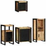 Set de mobilier pentru baie 4 pcs Maro Lemn de mango solid