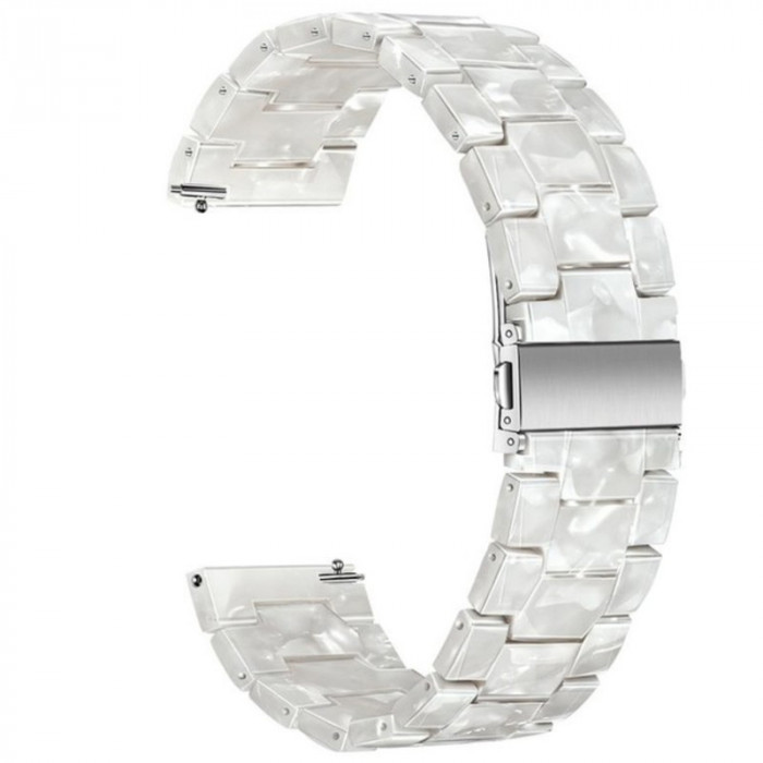 Curea polimer, compatibila Moto 360 42mm generatia 2, telescoape Quick Release, White Crystal