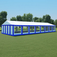 Pavilion de gradina, albastru ?i alb, 6 x 16 m, PVC foto
