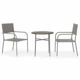 Cumpara ieftin Set mobilier de gradina, 3 piese, gri, poliratan