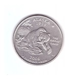 Moneda SUA 25 centi/quarter dollar 2008 D, Alaska 1959, stare buna, curata, America de Nord, Cupru-Nichel