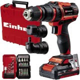 Einhell TE-CD 18/45 3X-Li +22 PXC - Masina de gaurit si insurubat cu 1 acumulator Li-Ion 18 V 2 Ah 45 Nm mandrina detasabila led iluminare valiza spec