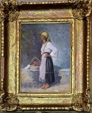 Ion Doboşariu (1902-1999?)-Florăreasă, pictură veche &icirc;n ulei