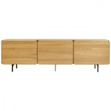 Comoda ROUND cu trei module 240X40 cm din lemn masiv de stejar pentru living sau dormitor culoare natur