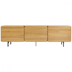 Comoda ROUND cu trei module 240X40 cm din lemn masiv de stejar pentru living sau dormitor culoare natur