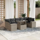 Cumpara ieftin Set mobilier de grădină cu perne, 8 piese gri deschis poliratan