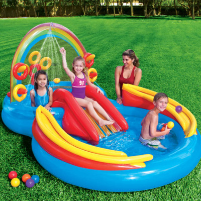 Intex Piscină gonflabilă Rainbow Ring Play 297x193x135 cm, 57453NP foto