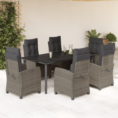 vidaXL Set mobilier de grădină cu perne, 7 piese, gri, poliratan foto