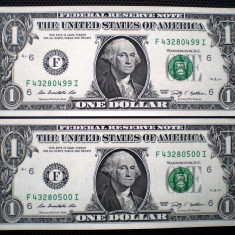 101. USA SUA 2X1 DOLLAR 2009 SERII CONSECUTIVE SR. 499-500 AUNC