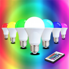 Bec LED 5W RGB cu Telecomanda Glob Mat Soclu E27 220V foto