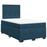 Cumpara ieftin Pat box spring cu saltea, albastru, 120x200 cm, catifea