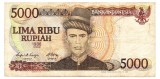 Indonezia 5 000 5000 Rupiah 1986 P-125 Seria XEM239105