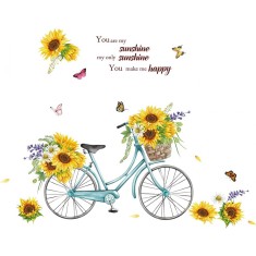 Sticker decorativ cu Bicicleta si flori, 120 cm, 1132STK