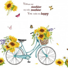 Sticker decorativ cu Bicicleta si flori, 120 cm, 1132STK