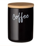 Borcan din ceramica cu capac din Bambus pentru cafea, Negru, 800 ml