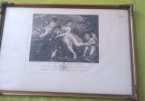 Tablou inramat, gravura veche, Venus si Cupidon