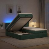 Cumpara ieftin Pat Ottoman cu Saltea si LED Verde inchis 180 x 200 cm Catifea