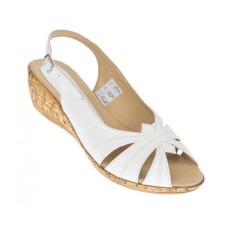Sandale dama, din piele naturala, alb, cu platforma de 4cm - S52A
