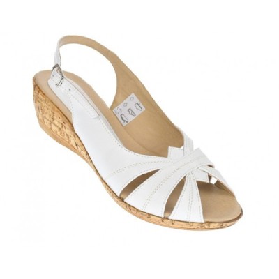 Sandale dama, din piele naturala, alb, cu platforma de 4cm - S52A foto