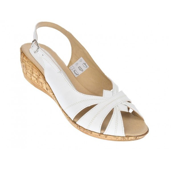Sandale dama, din piele naturala, alb, cu platforma de 4cm - S52A