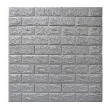 Set 10 Placi de Tapet, Autoadezive, 70 x 77 cm, 2.5 mm Grosime, Suprafata Acoperita 5.3 mp, din PVC, Model Caramida, Argintiu