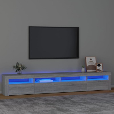 vidaXL Comodă TV cu lumini LED, gri sonoma, 240x35x40cm foto