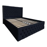 Pat Matrimonial Allegria tapitat cu somiera rabatabila diverse dimensiuni, culoare negru - 160x200