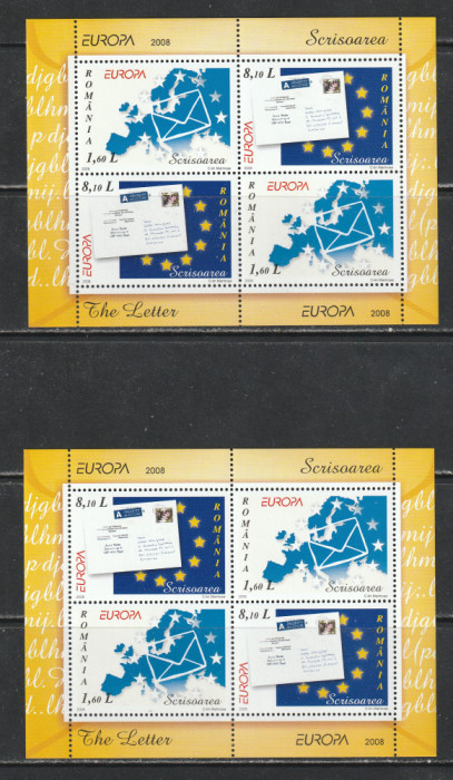 Romania 2008 - #1802C Europa Scrisoarea M/S 2v MNH