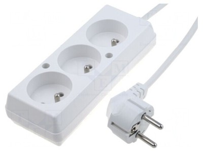 Prelungitor electric 3 prize alb 1,5m 16A foto