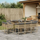 VidaXL Set mobilier grădină cu perne, 11 piese bej combinat poliratan