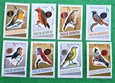 TIMBRE ROM&amp;Acirc;NIA MNH L.P 630/1966 -PĂSĂRI C&amp;Acirc;NTĂTOARE- Serie simplă foto