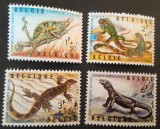 Belgia-Serie completă de 4 timbre tematice &bdquo;Reptile &ndash; Zoo Antwerpen&rdquo; &ndash; Belgia &ndash; 1965 (MNH / Neuzate)