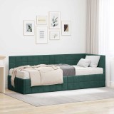 vidaXL Cadru de pat colțar cu saltea cu headboard 2 pcs Verde Catifea 3393920