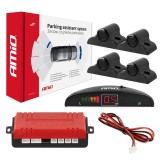 Set senzori de parcare LED cu 4 senzori negri 19 mm Truck BUS, afisaj LED, 12V, raza 0-2,5 m, AMiO 02279, cablu ~5 m