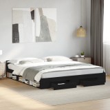VidaXL Cadru de pat cu sertare negru 200x200 cm lemn prelucrat