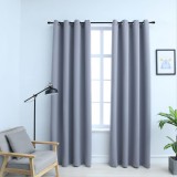Draperii opace cu inele metalice, 2 buc., gri, 140 x 245 cm, vidaXL