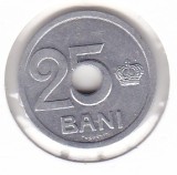 Romania 25 bani 1921 - moneda perforata, acvila si coroana