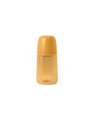Biberon din silicon, 240ml, colour essence sx pro debit mediu, galben muștar foto