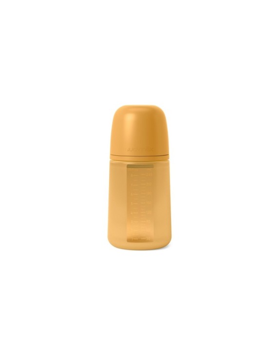 Biberon din silicon, 240ml, colour essence sx pro debit mediu, galben muștar