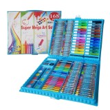 Set de pictura si desen pentru copii WePro Store, 168 piese, 24 creioane colorate, 48 creioane cerate, 48 pasteluri cu ulei, 12 culori acuarele, 24 ca