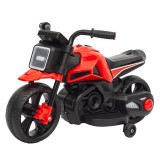 Motocicletă Electrică cu 2 Roti Mari si 2 Ajutatoare, Flippy, Acumulator &Icirc;ncarcare, Anti-Rasturnare, Lumini, Rosu Negru
