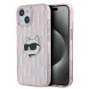 Husa pentru Apple iPhone 15, Karl Lagerfeld, IML Luxury Monogram Choupette&#039;s Head, Roz