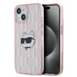Husa pentru Apple iPhone 14, Karl Lagerfeld, IML Luxury Monogram Choupette&#039;s Head, Roz